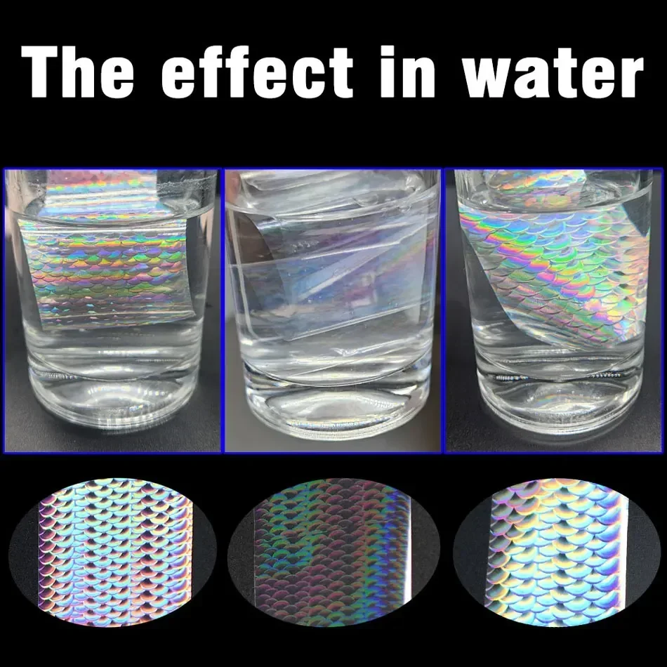 4X50CM Holographische Fisch Skala Transfer Folie Nail art DIY Laser Silber Aufkleber Heißer Stanzen Folie für Angeln locken – Detail 2
