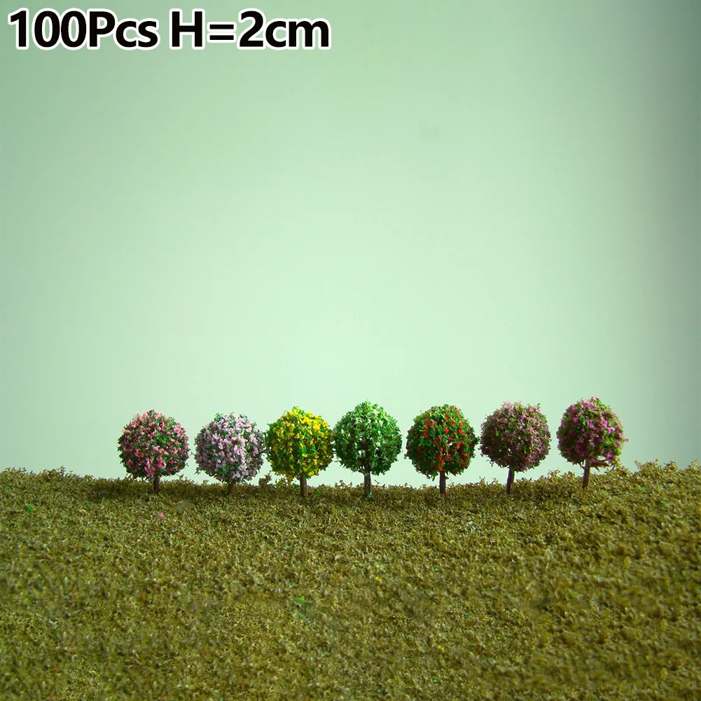 100Pcs/Lot Mixed 3 Colors Flower Model Train Trees Ball Shaped Scenery Landscape 1/100 Scale For Railway Road Kids Toy