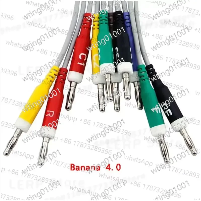 for 9130 Model Zero Impedance 15 Pin ECG Leadwire with Precision Screw 10 Lead Banana Plug 4.0 IEC Standard