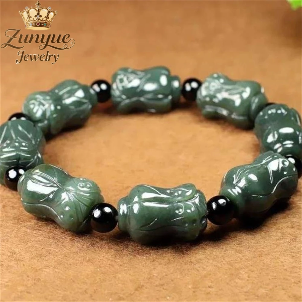 Natural Hetian Jade Green Jade Carved Cabbage Bracelet Luxury Quality Jewelry Fashion Jewelry Exquisite Charms Popular Elegant
