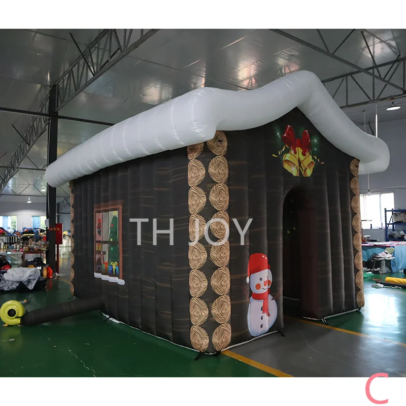 fast air ship to door, 5x3.5m inflatable santa grotto, customized air blow up Christmas house santa house for decoration