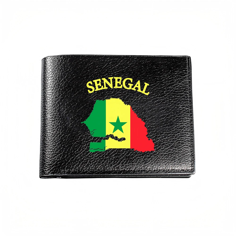 Senegal Map Flag Design Men's Wallet Card Holder Casual Business Fashion Print Accessory