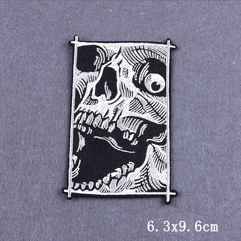 Punk Skull Patches Iron On Patches For Clothing thermoadhesive Patches On Clothes Stripes DIY Applique Ironing Stickers Badge