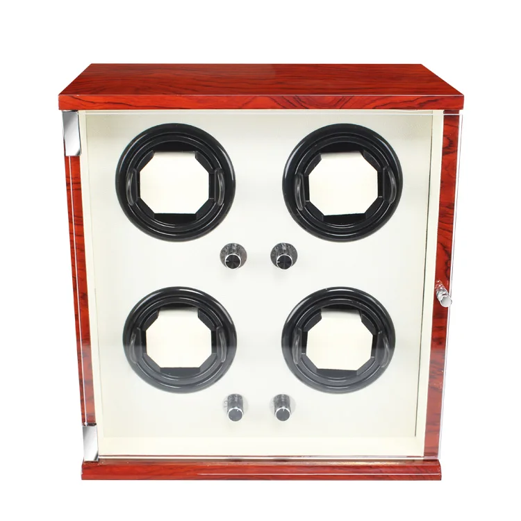 china high gloss wood black leather interior safe box turner vertical mechanical watch winder stand