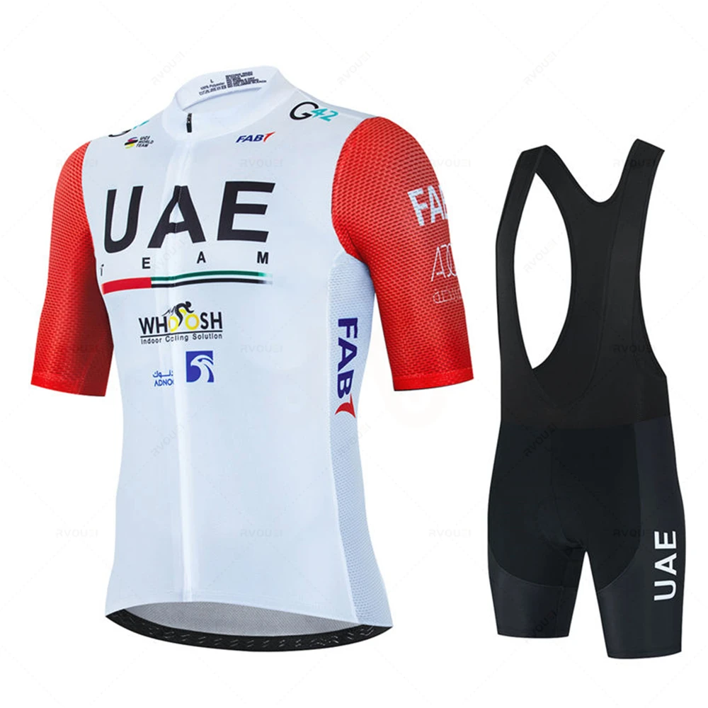 Uae Ciclismo Jersey Set, MTB Uniforme, Bicicleta Vestuário, respirável camisa da bicicleta, Calças Bib, Verão, 2022