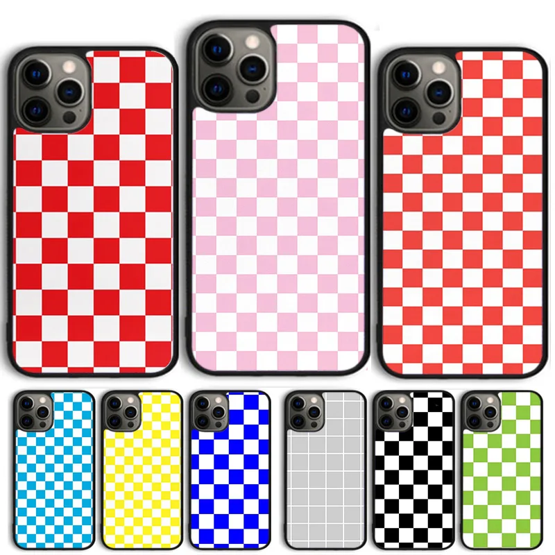 Checkerboard Checkered Phone Case Cover For iPhone 15 16 14 13 12 Pro Max mini 11 Pro Max XS XR Plus Coque Shell