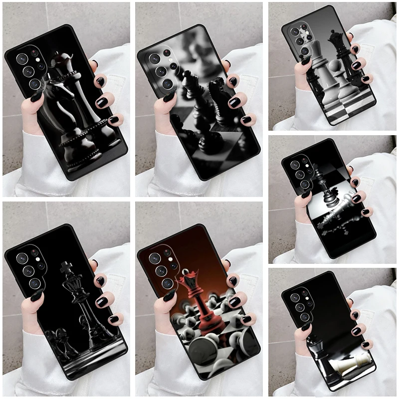 Phone Case For Samsung Galaxy S24 S23 S21fe S22 Ultra Plus Note 10 20 S8 S9 S10 Cover Chess Pieces