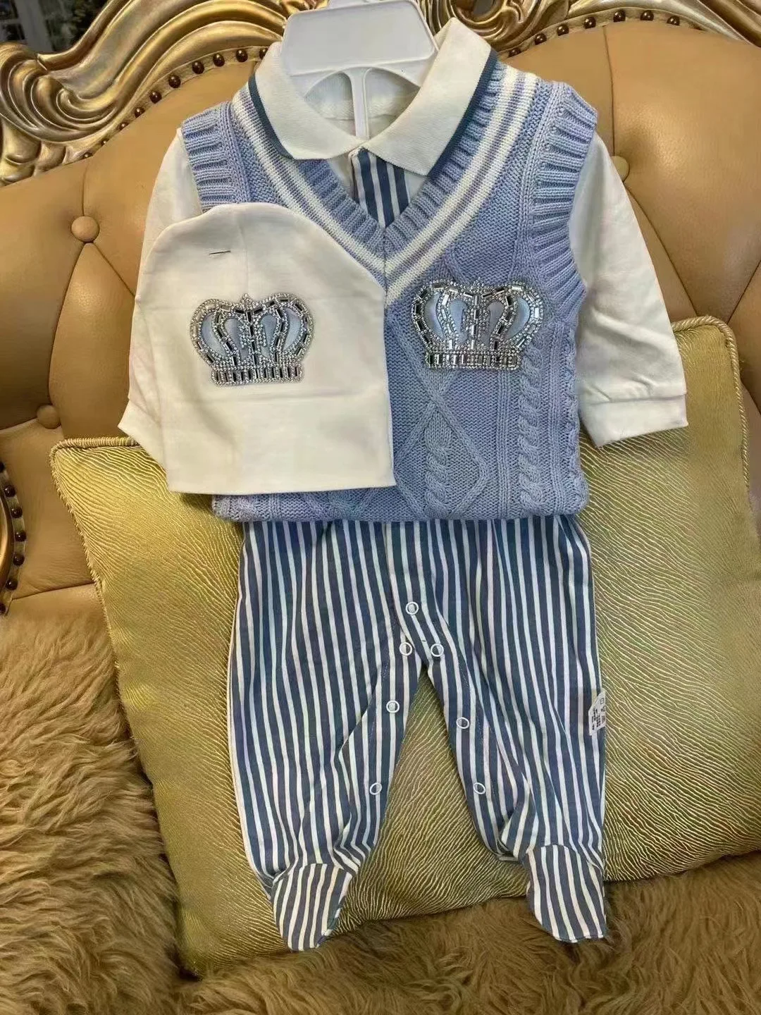 Newborn Baby Boy Outfits Set Kids Clothing Real Cotton Infant Care Products Body Suit Shirt Pants Hat 5 Pieces Origin Turkey