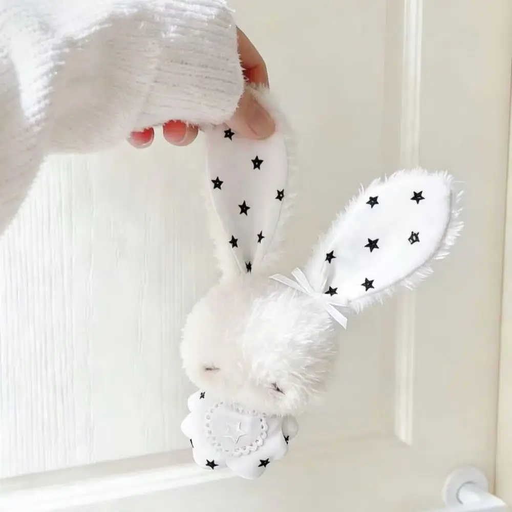 Cartoon Soft Stuffed Bunny Keychain Bead Chain Long Ear Rabbit Doll Pendant Stuffed Bag Charm Backpack