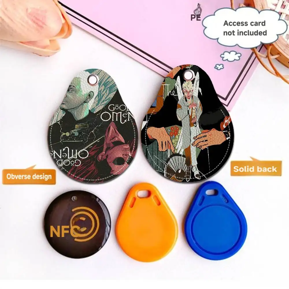 Tv Show G-Good Omens Water Drop Access Card Case Anti-lost Fingerprint-proof Card Holder Keychain Anti-fall Accessories