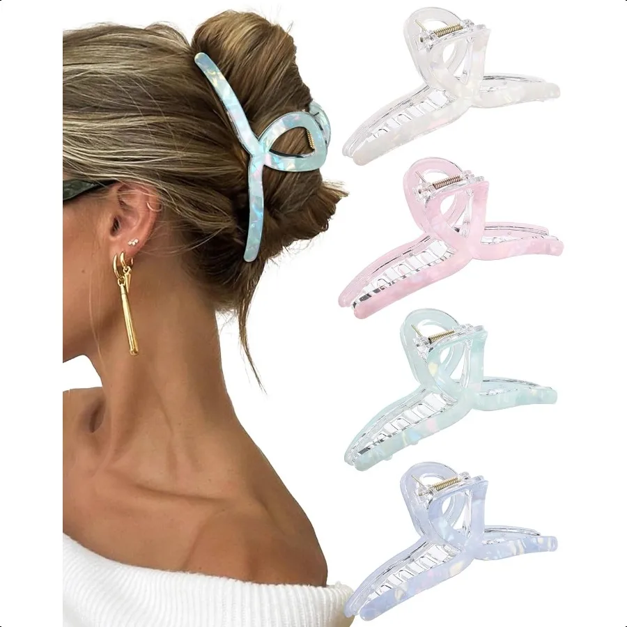

5 Large Hair Claw Clips 4 PCS for Women Acrylic Hair Accories for Thick Hair and Long Hair Big Strong Durable Hair Applique Ove