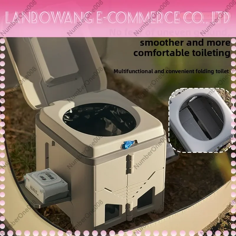 Portable Folding Toilet Odor Resistant Detachable Mobile Toilet for Car Camping Hiking Emergency Outdoor Travel