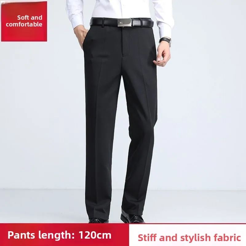 

Extended Mid-Waist Thi Elastic Busin Men's Pants Loose Fit Autumn Winter High Waist Trousers for Middle-Aged Men