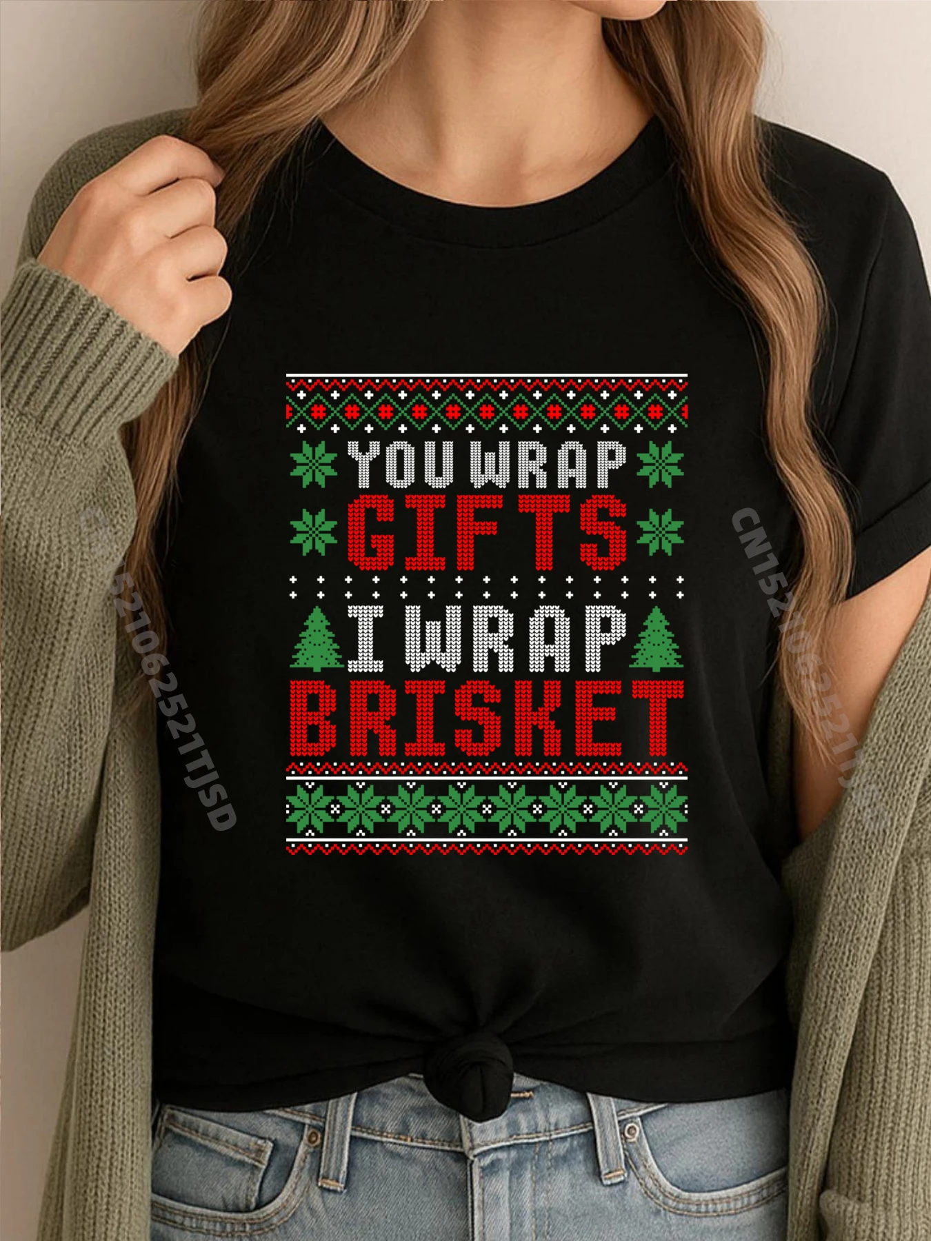 

You Wrap I Wrap Brisket Ugly Christmas Футболка Мужская одежда с принтом