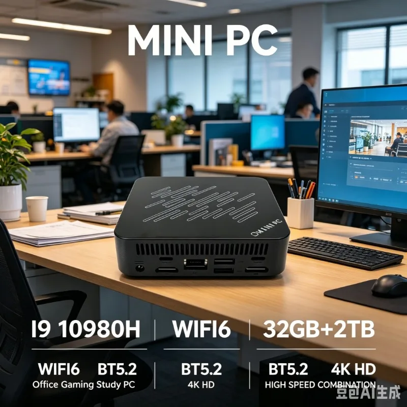 Portable Mini PC Intel Core I9‑10980H 16GB RAM 2TB SSD WiFi6 Windows 11 Compact Desktop Computer for Office Study Home Gaming