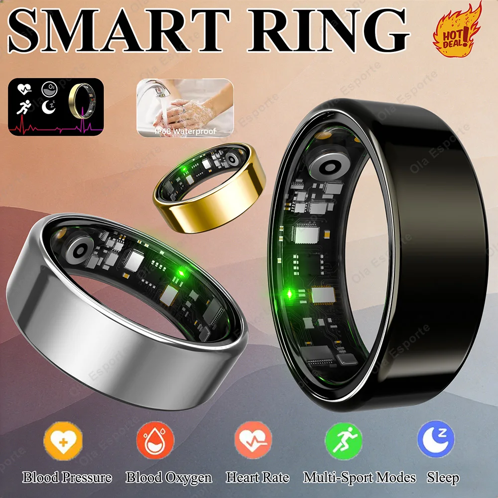 

Смарт-кольцо 2026 для мужчин и женщин: мониторинг сердечного ритма, уровня кислорода в крови, сна, мультиспортивные режимы, водонепроницаемость IP68, контроль здоровья