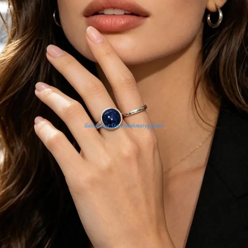 573B Adjustable Natural Shell Ring Elegant Jewelry For Women Unique Texture Design Lightweight Alloy Material Finger Ring