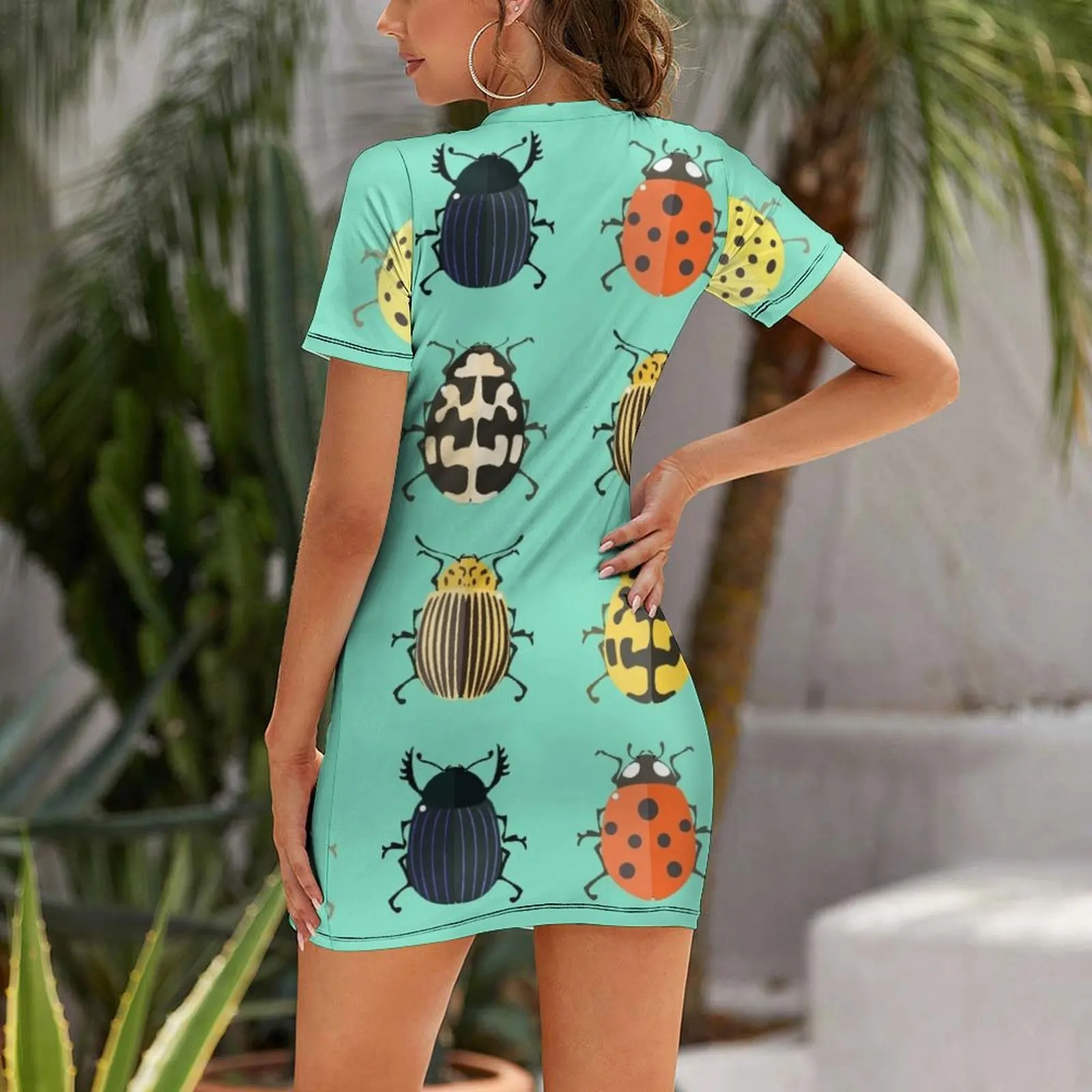 Insects. Short Sleeved Dress summer dresses ladies 2025 chic and elegant woman dress