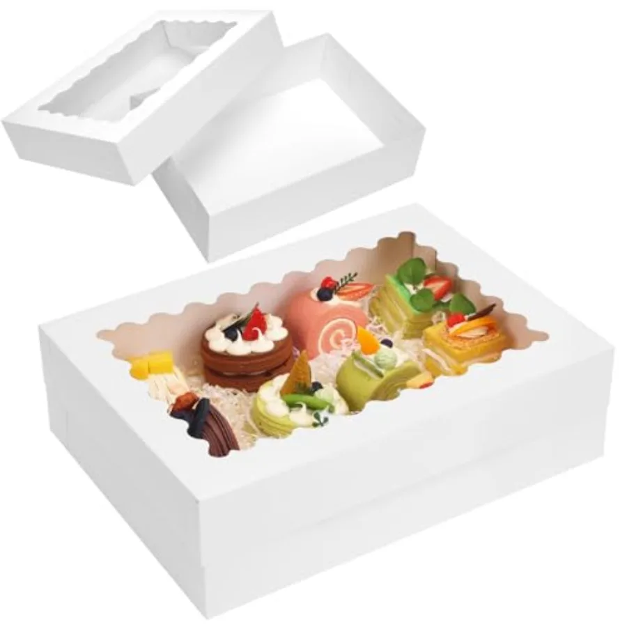 

40 шт. коробок для выпечки 14x10x4 дюйма, коробки для кексов и пирожных с окном, для кондитерских изделий, кексов, пончиков, печенья, пирогов