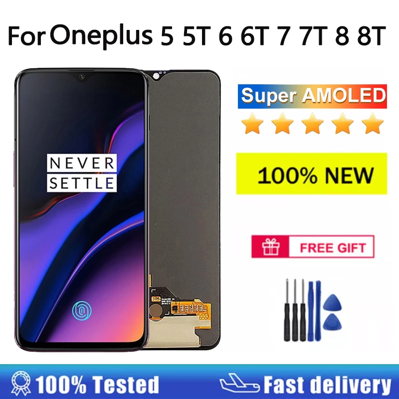 

Super AMOLED Display For Oneplus 5 5T 6 6T 7 7T 8 8T 7Pro 8Pro 9 9R 9Pro 10Pro LCD Display Touch Screen LCD Panel Replacement