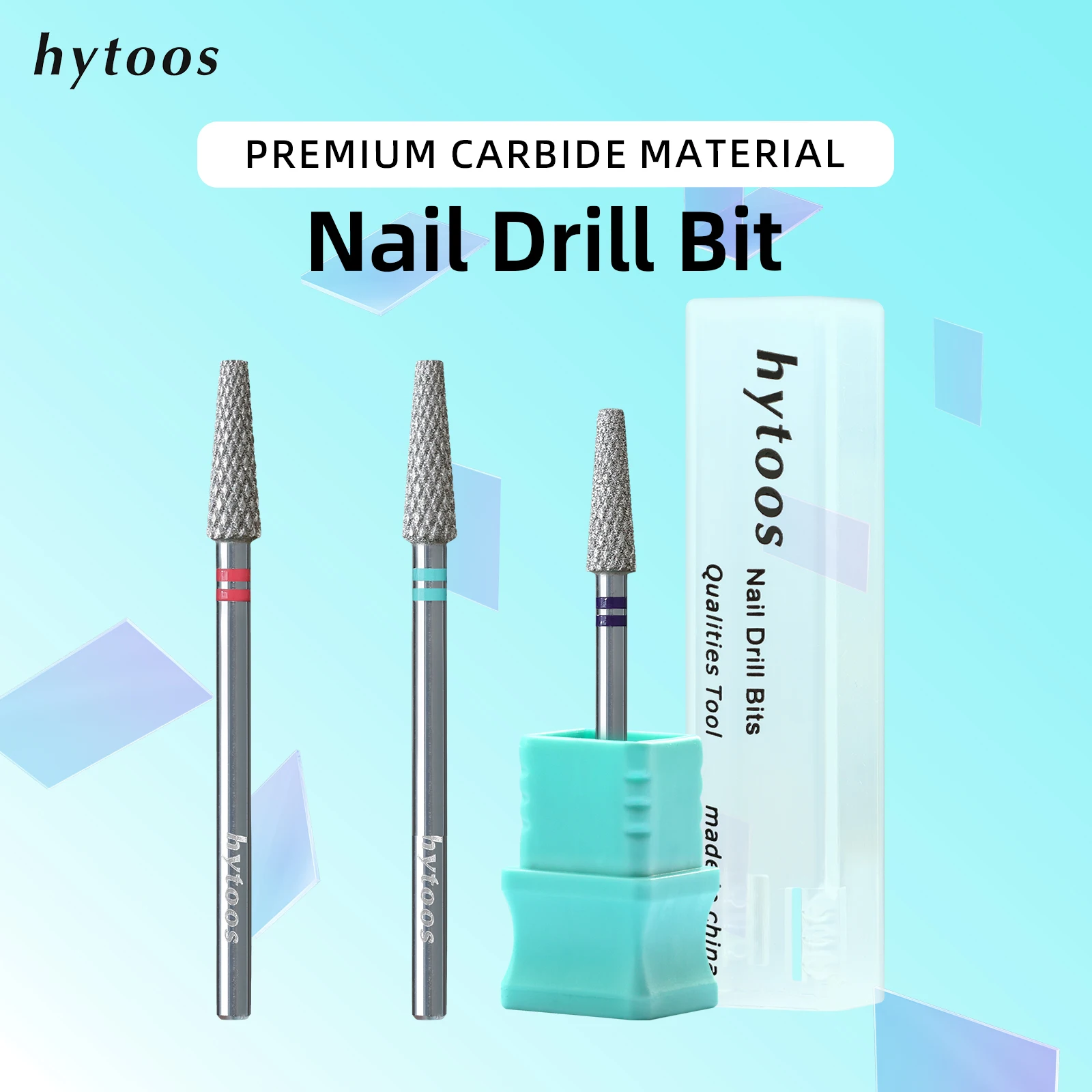 HYTOOS 4*13mm Long Tapered Diamond Cut Pro Nail Drill Bits Chrome Russian Cuticle Bit Electric Nail Drill Dead Skin Cleaner Tool