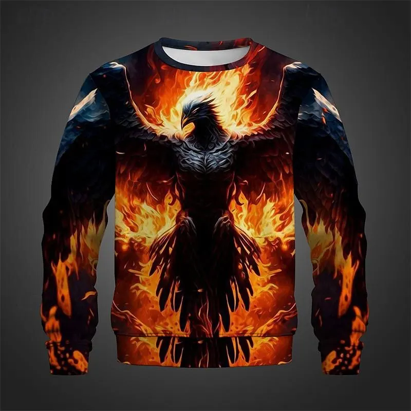 

3D Printed Flame Bird Pattern Men's Sweatshirt Autumn Fashion Casual Long Sleeve Pullover Oversize Comfortable Stylish Cool Tops