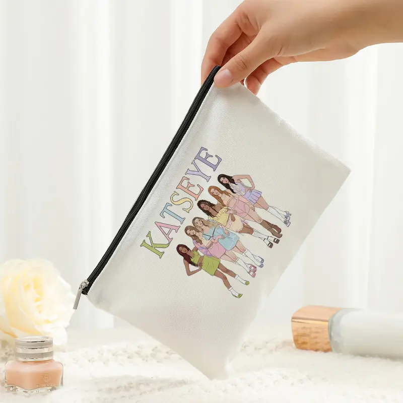 KATSEYE World Tour Kpop Fan Gifts Women Cosmetic Bag Lightweight Makeup Bags Organizer Closure Portable Travel Toiletry Pouch