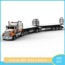 New MOC High-Tech Mechanical Power Group Heavy Truck Trailer Building Blocks Car Diy Educational Children's Toys Birthday Gift