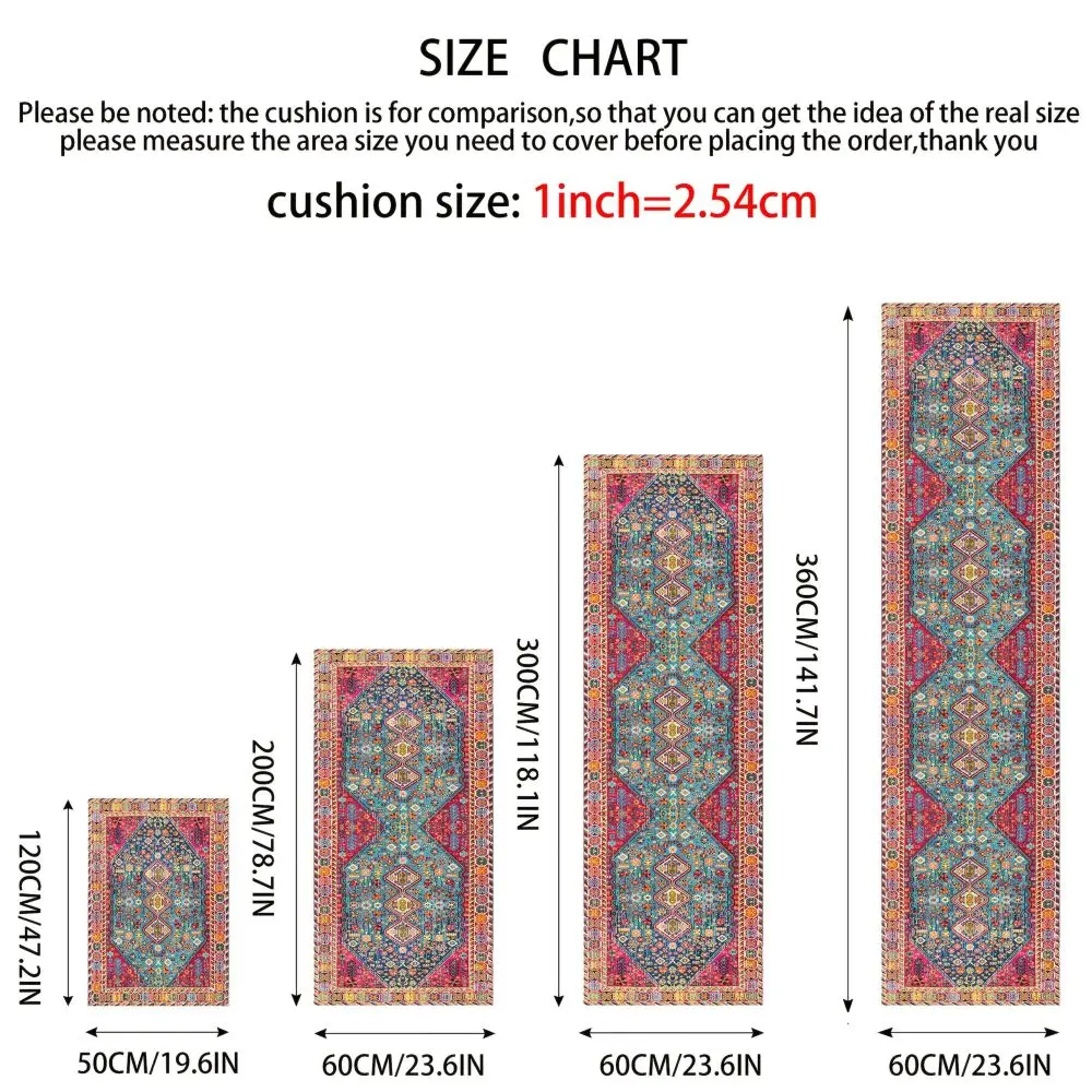VIKAMA Vintage Persian Corridor Rug Indoor/Outdoor Runner Rug Non-Slip Kitchen & Dining Mat Bedroom & Balcony Carpet Home Decor view 3