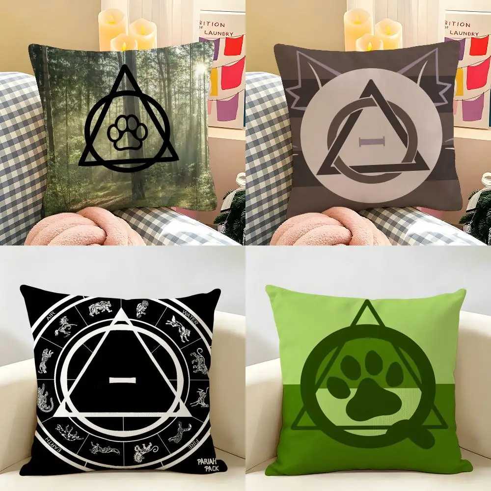 Therian Delta Logo Cool Cushion Cover Natural Linen Organic Fabric Double-Sided Printing Room Sofa Decor Pillow Case