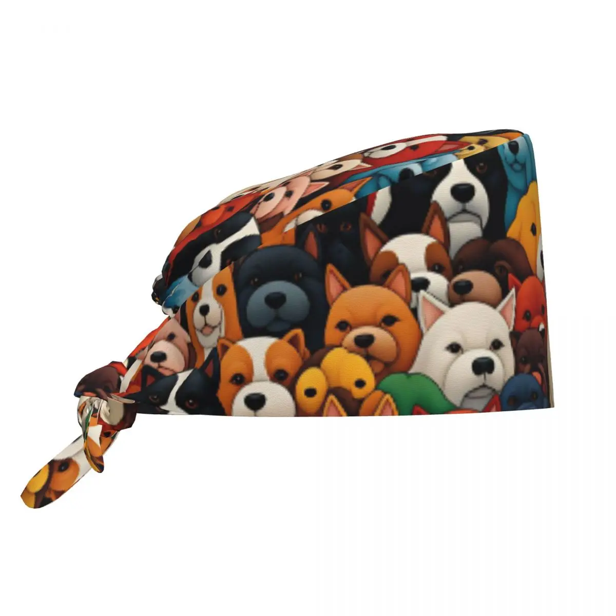 

Medical Cap Bright Color Cartoon Puppies Full Crowd Seamless Scrub Caps For Women and Men Comfortable Nurse Hats