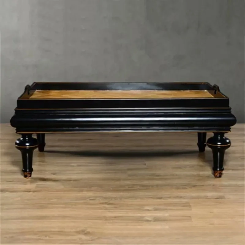 American country solid wood oak coffee table side several units living room retro old tray tea table rectangular coffee table