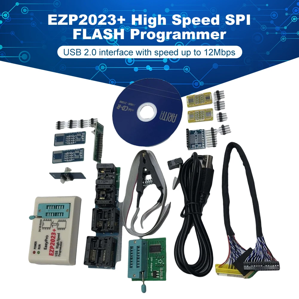 

Высокоскоростной USB-программатор EZP2023 SPI EZP 2023 с поддержкой 24 25 93 EEPROM 25, флеш-накопитель USB 2,0, 12 Мбит/с, 25T80, сгорание, офлайн-копия, чип BIOS