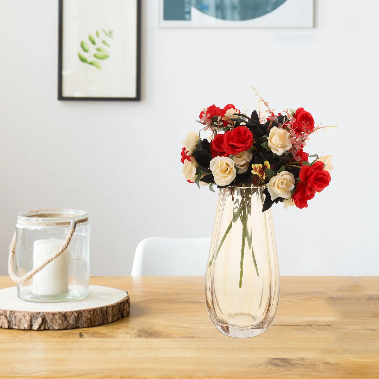 

1Pcs Amber Vase Simple Style Flower Arrangement Vase Floral Container Home Decor Floral Container