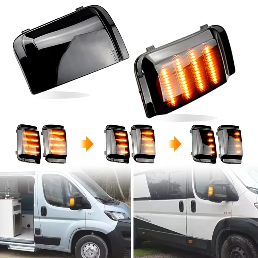 2pcs For Peugeot Boxer For Citroen Jumper RELAY Truck Car LED Dynamic Turn Signal Mirror Light For RAM PROMASTER For Fiat Ducato