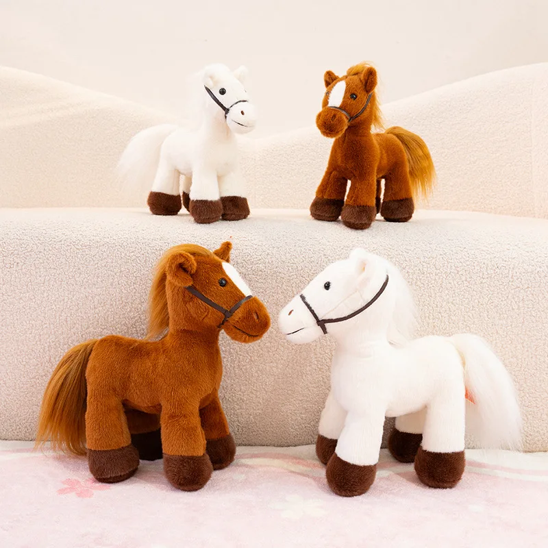 25/35cm Chinese Zodiac Simualtion Horse Stuffed Plush Lifelike Doll Delicate Home Decro New Year Gifts