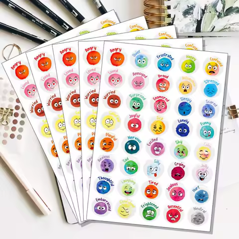 200 Pcs Face Emotional Feelings Stickers Funny Mood Stickers for Student Emotional Support Sticker, Multicolor Account Sticker.