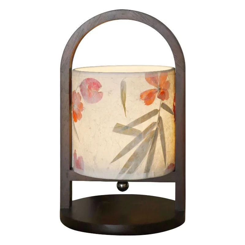 

New Chinese desk lamp bedroom bedside table Chinese style portable zen retro living room tea room charging decoration atmosphere