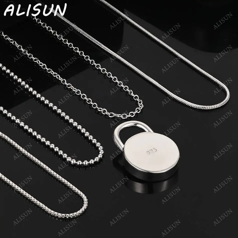 

ALISUN 40-75cm 925 Sterling Silver Round Pendant Necklace For Women Men Charm Trend Birthday Gifts Fashion Party Fine Jewelry