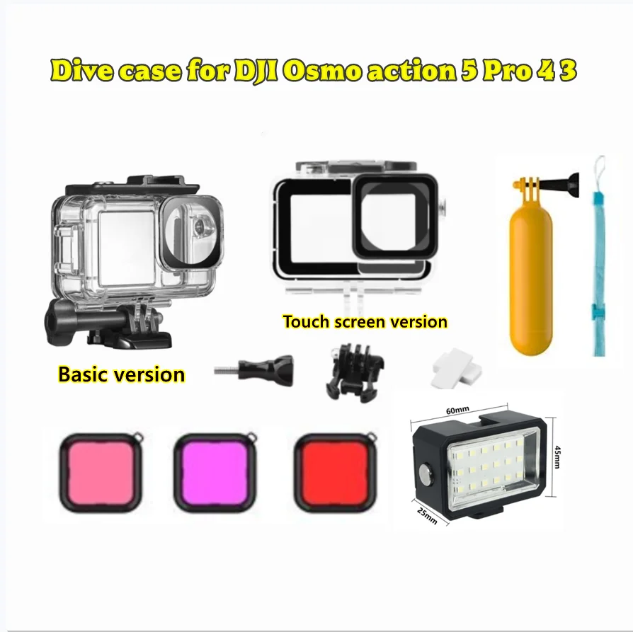 

Underwater 40M Waterproof Case Diving Housing Protective Shell For DJI OSMO Action 5Pro Action 3 4 Sports Camera Accessories