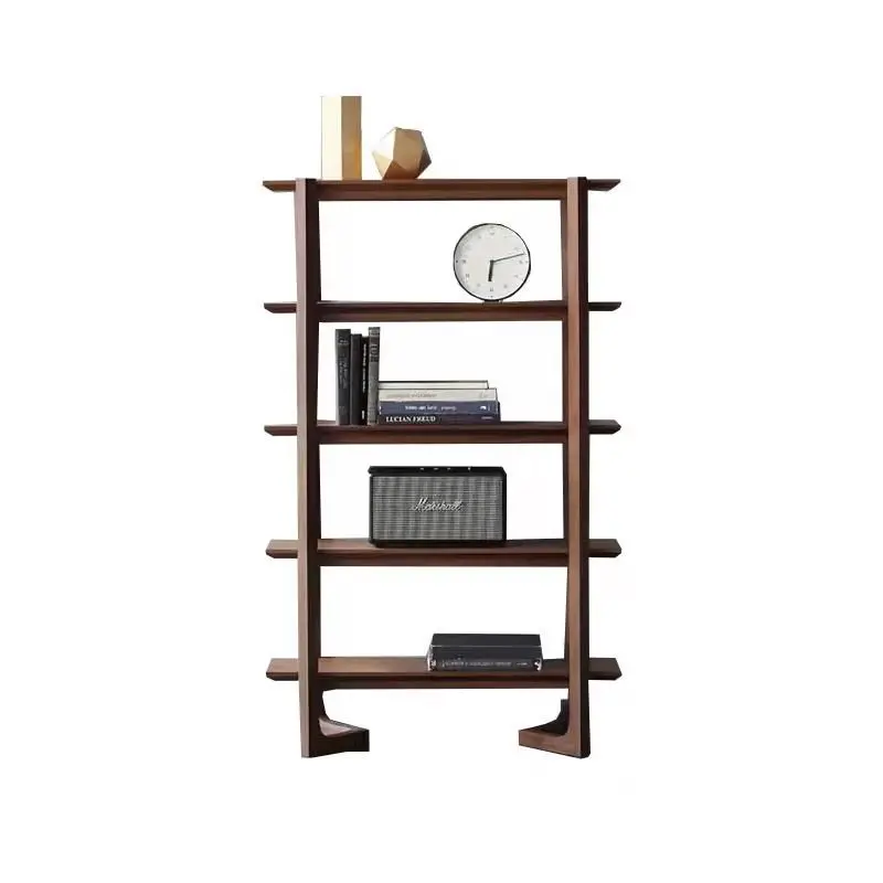 

Home Silent Wind Walnut Solid Wood Bookshelf Floor Self Living Room Partition Storage helf Multi-layer Display Shel