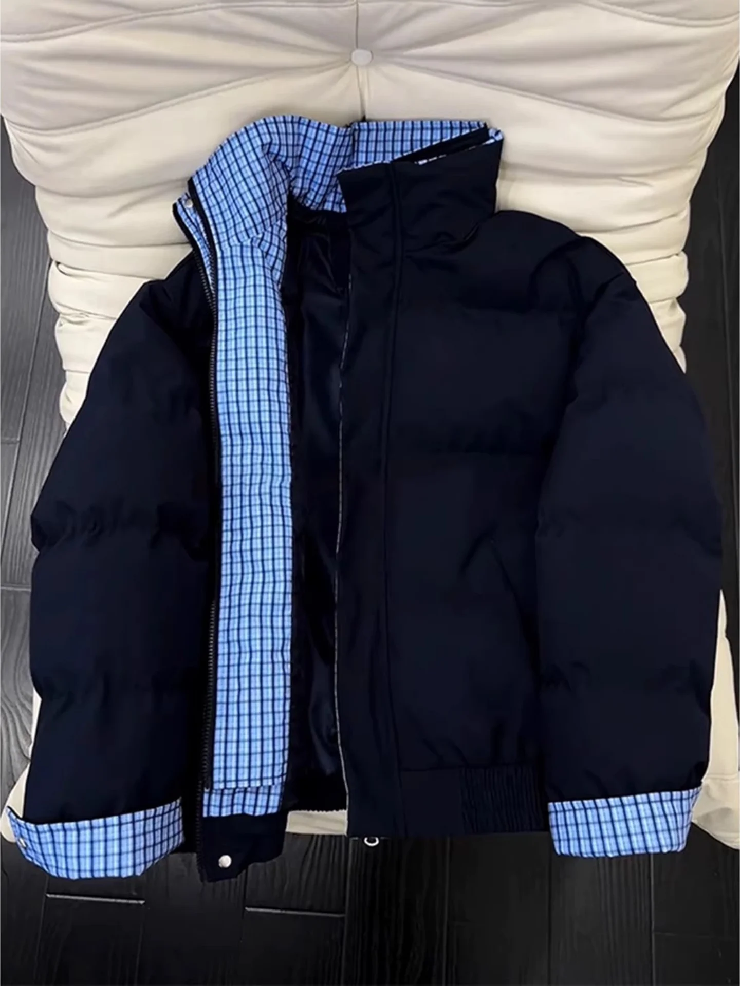 

Утепленная мужская куртка-пуховик в стиле пэчворк с воротником-стойкой, зимняя теплая повседневная свободная куртка из полиэстера