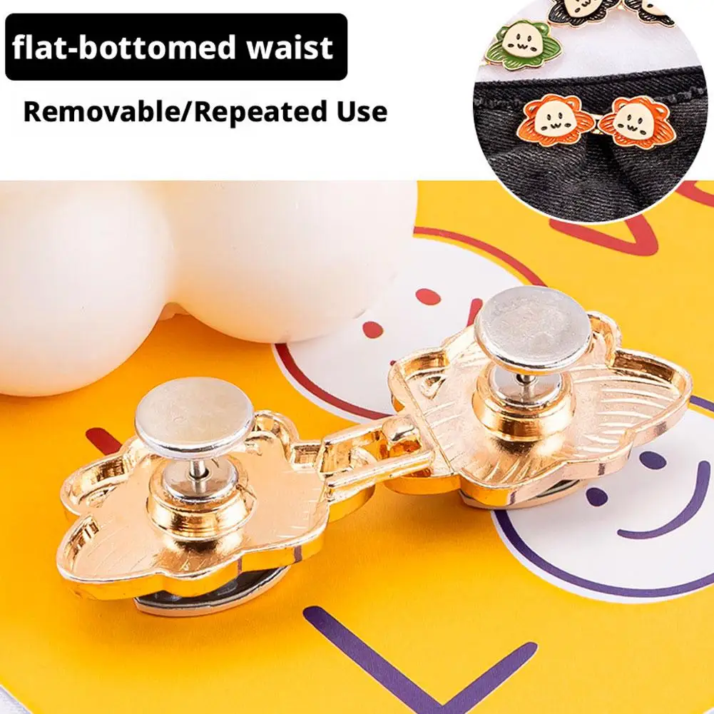 قابل للتعديل السراويل كليب الأسد الصغير الخصر مسمار خالية الخصر الخصر مقصوص السراويل زر الموضة الضابط دبابيس هدية L6H4