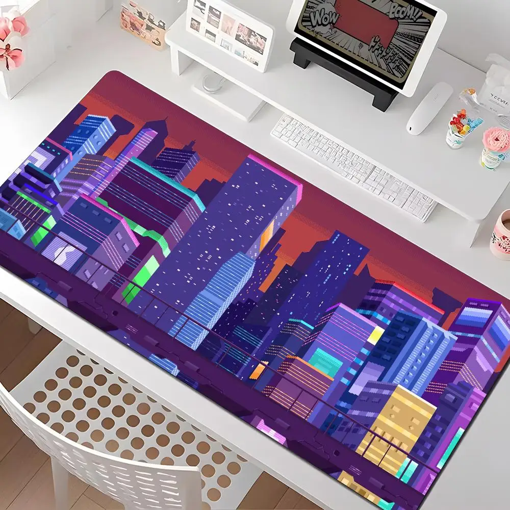 

Коврик для мыши Pixel Art Cityscapecl, несколько размеров, большие квадратные коврики для компьютера, офиса, игрового стола, резиновые противоскользящие коврики для мыши