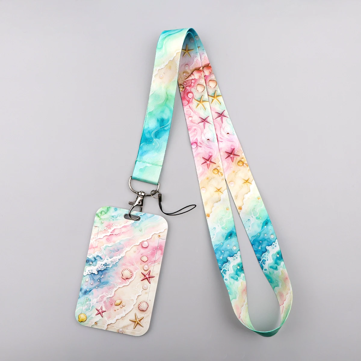 Purple Galaxy Lanyard Card Holder ID Badge Sleeve for Student Staff Credential Cover School Office Travel Holiday Party Gift
