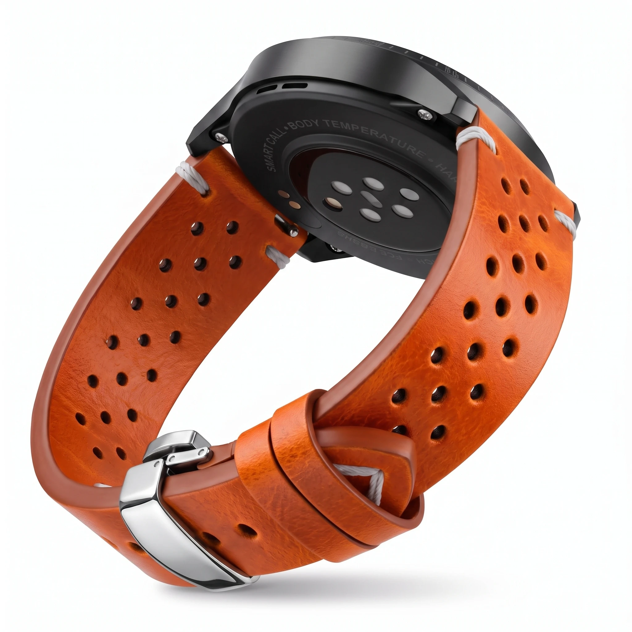 Vintage Oil Wax Leather Watch Strap 18mm 20mm 22mm 24mm Quick Release Butterfly Clasp Perforated Breathable Watchband Men