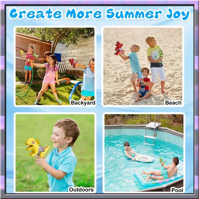 Pistolas de agua de dinosaurio pequeño A49U, juegos de lucha contra el agua para niños y niñas pequeños en piscina y césped