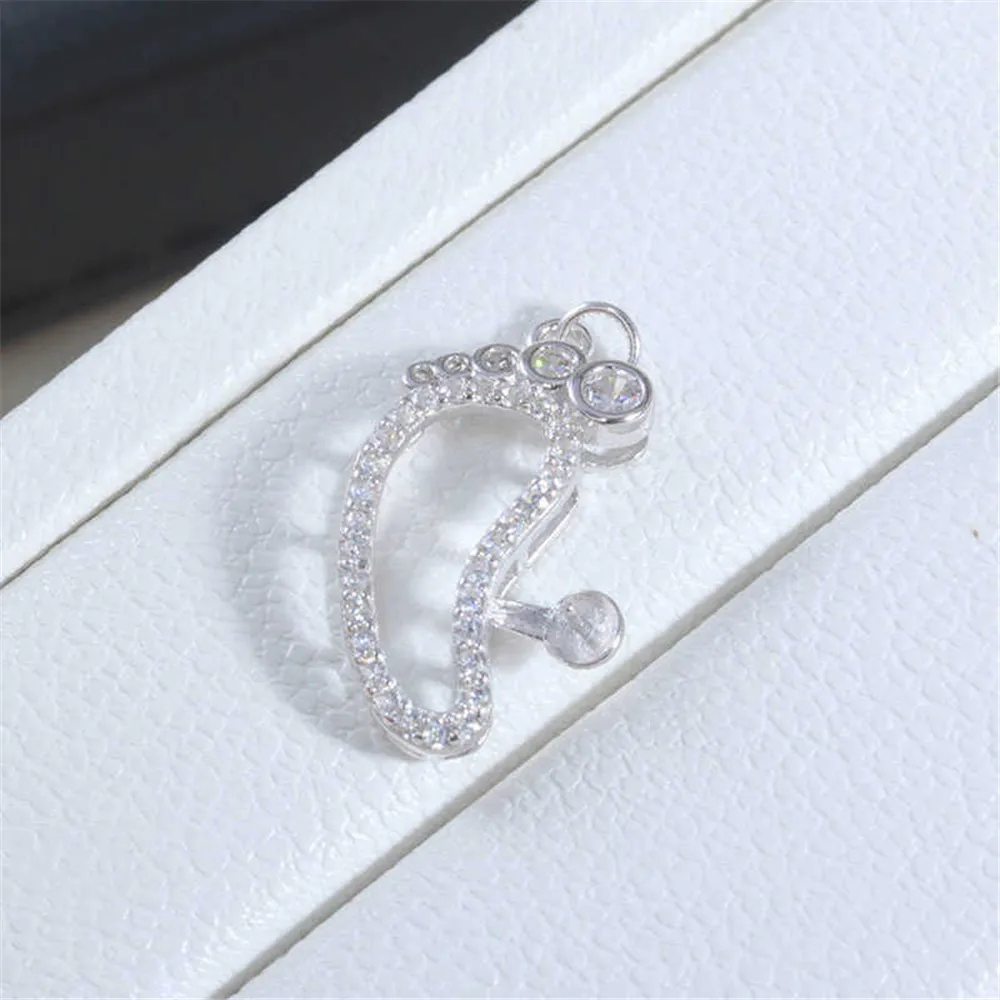 S925 Sterling Silver Pearl Pendant Setting, DIY Empty Bezel Cup Jewelry Supplies for Craft Making, Hollow Prong Pendant Findings