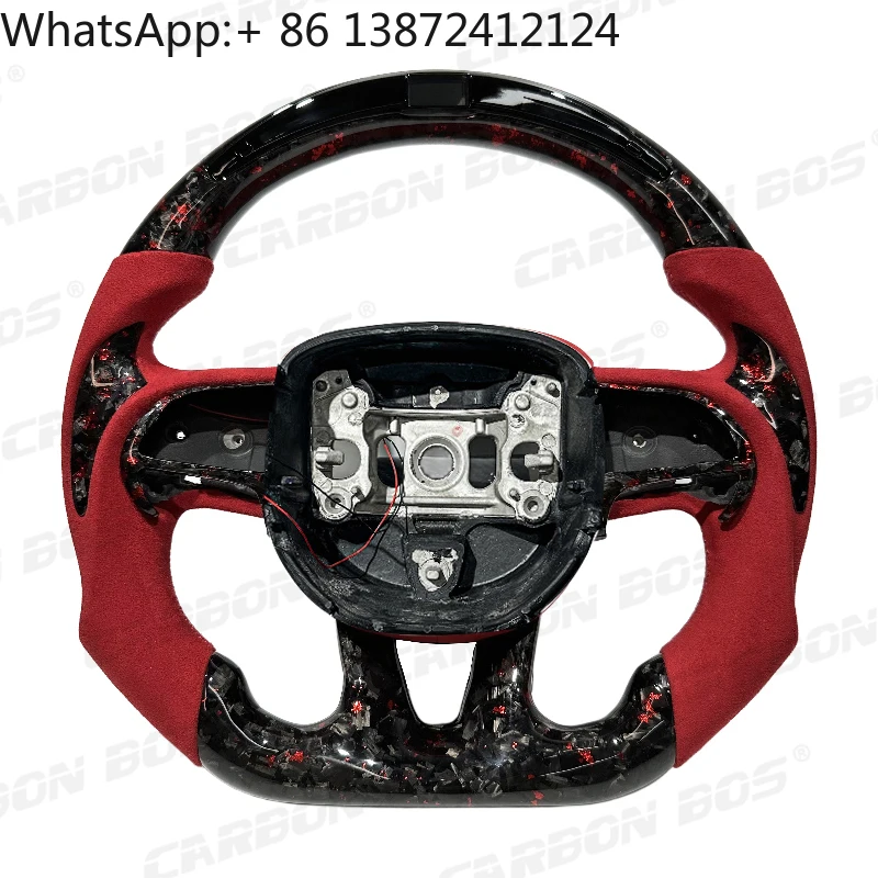 

Red alcantara Leather Carbon Fiber Steering Wheel for Dodge Challenger Charger Hellcat Durango SRT Scat Pack 392 Super Bee