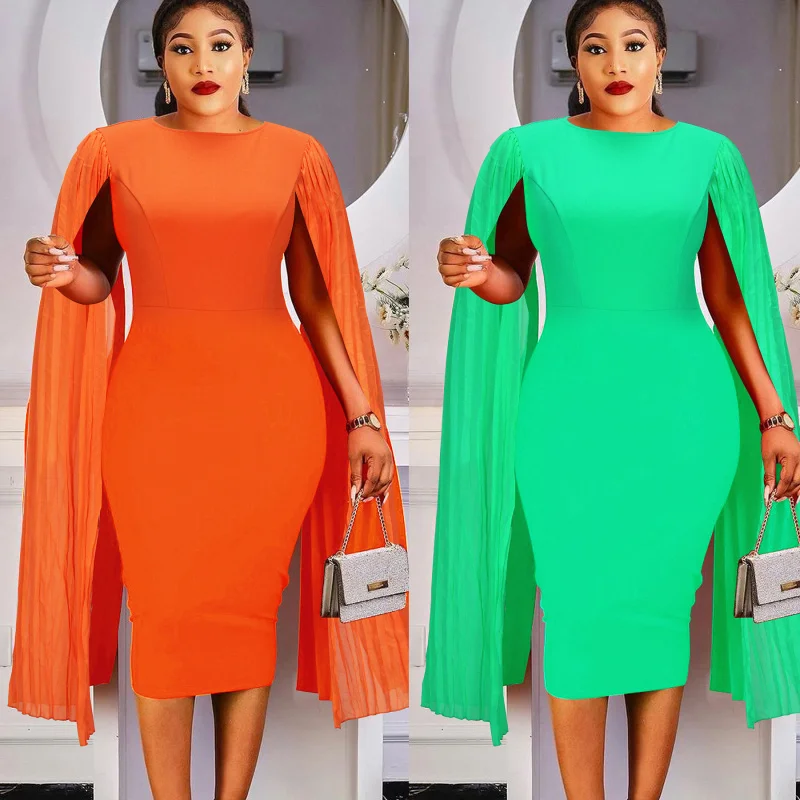 Roupas Femininas Plus Size Moda Primavera Nova Europeia e Americana Elegante e Graciosa Manga Extra Longa Plissada